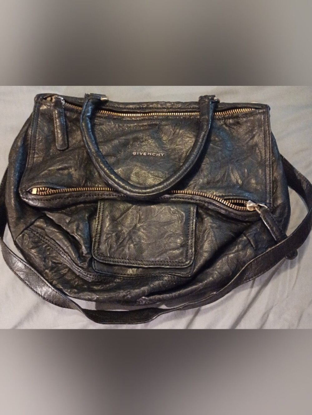 Givenchy Vintage Pandora Soft Wrinkle Leather Shoulder Bag.